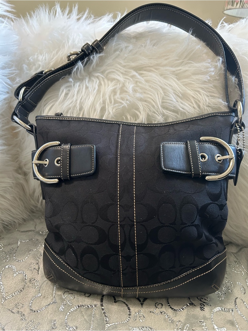 New Vintage, Slim Y2K Coach Soho Duffle bag with signature C Jacquard